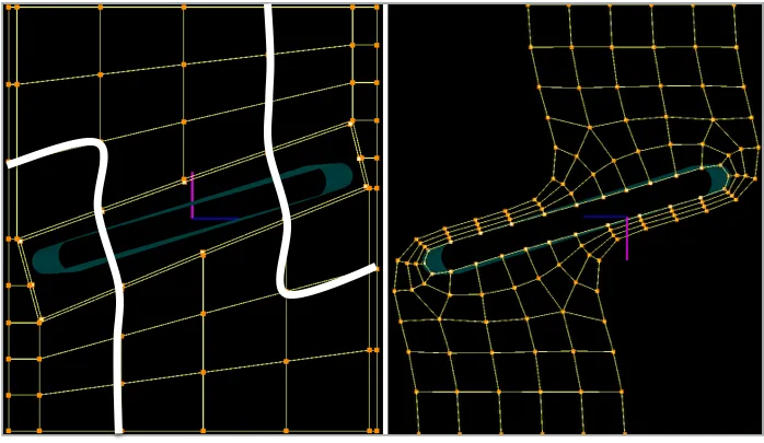 Turbine blades meshing: Staggering of blocks.