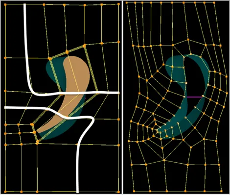 Turbine blades meshing: Staggered grid.