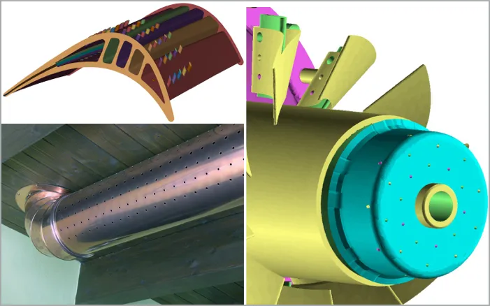 Engineering devices that make use of an elaborate set of holes and internal passages for thermal applications