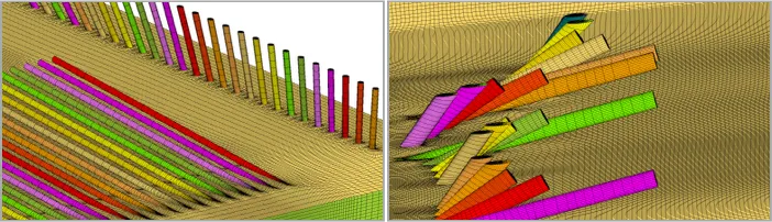 Turbine blade tubes varying in length and inclinations