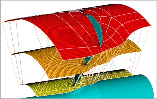 Extension of the 2D profile towards the tip and root of the propeller blade