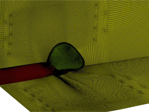 Nesting to coarsen out the grid away from the ship propeller blade