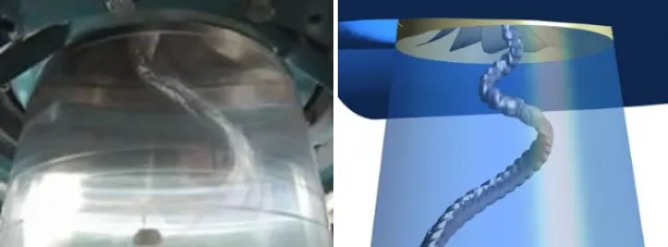 Hydraulic turbines: Vortex rope as captured by a coarse mesh.