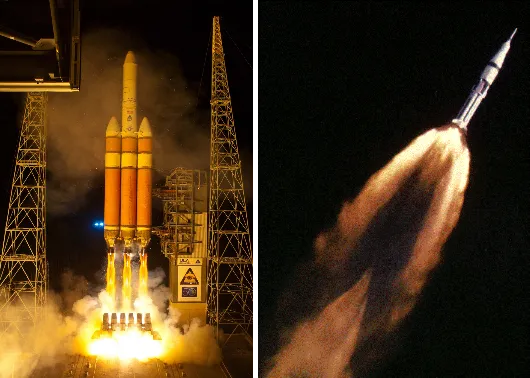 Overexpanded and underexpanded rocket plumes