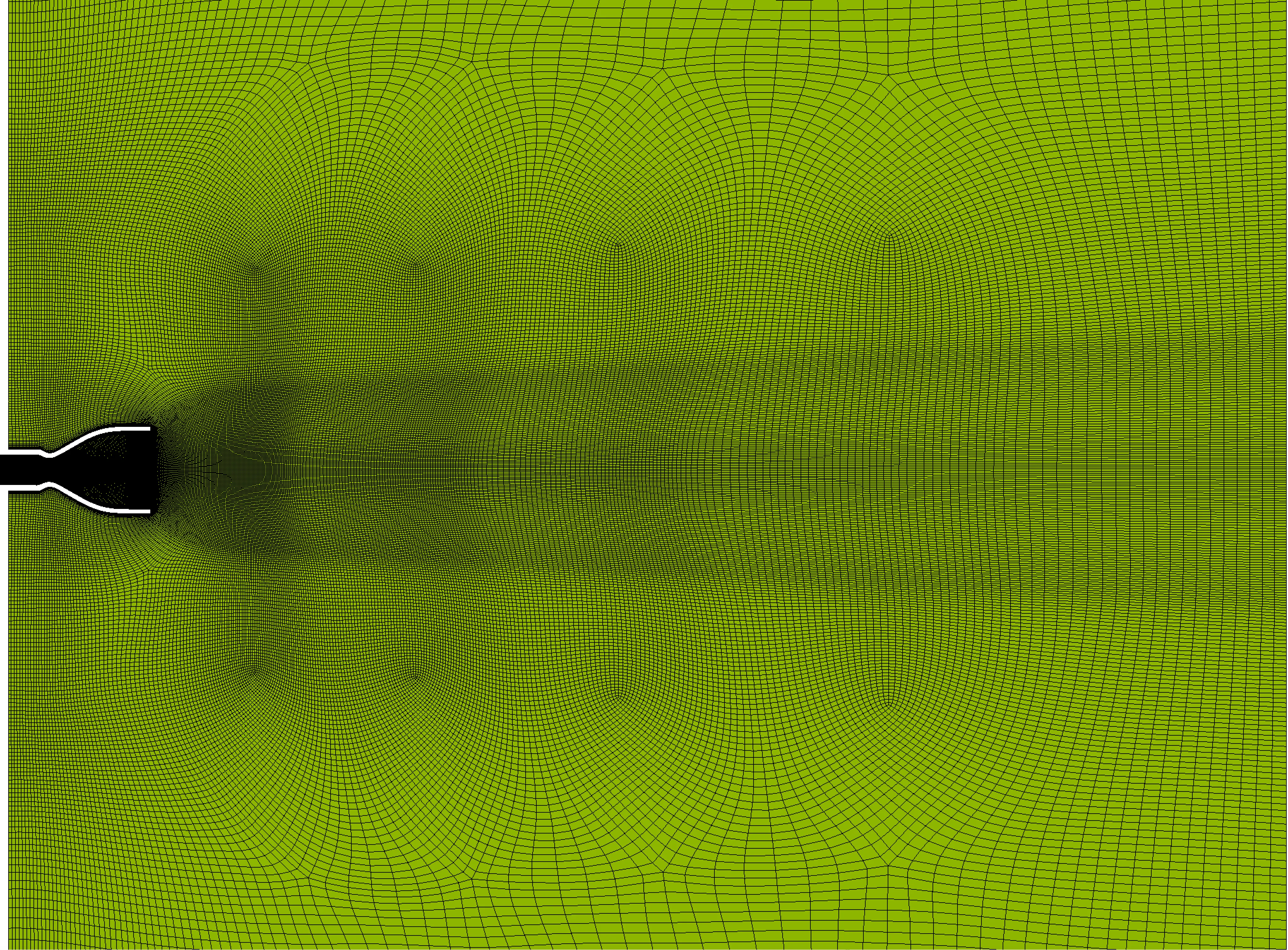 Refined grid beyond the nozzle exit