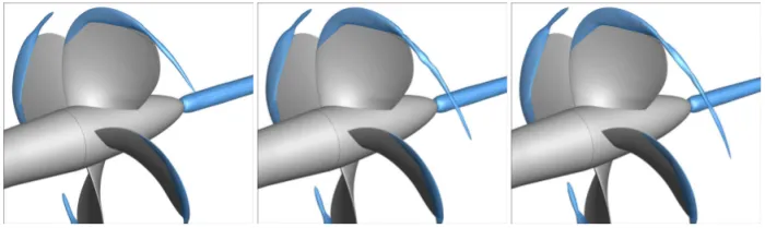 Cavity extents for different combinations of adapted grid