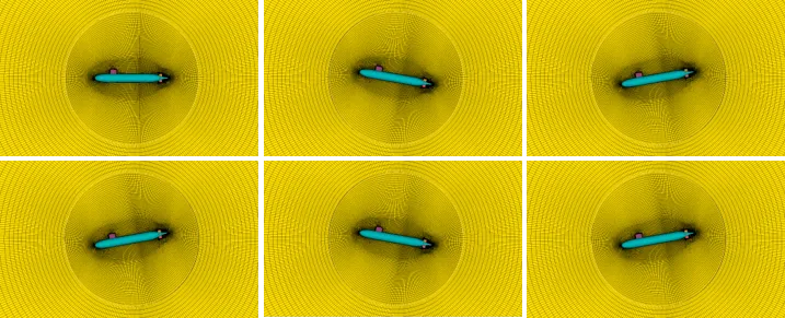 Submarine CFD: Change of volume grid with respect to time for PMM combined motion simulation