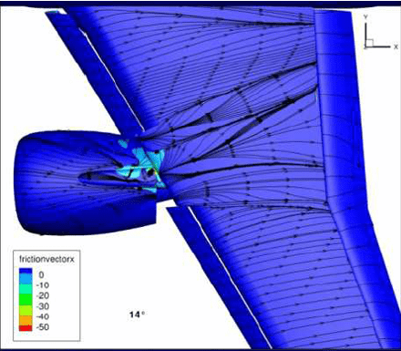 Nacelle wake flow separation