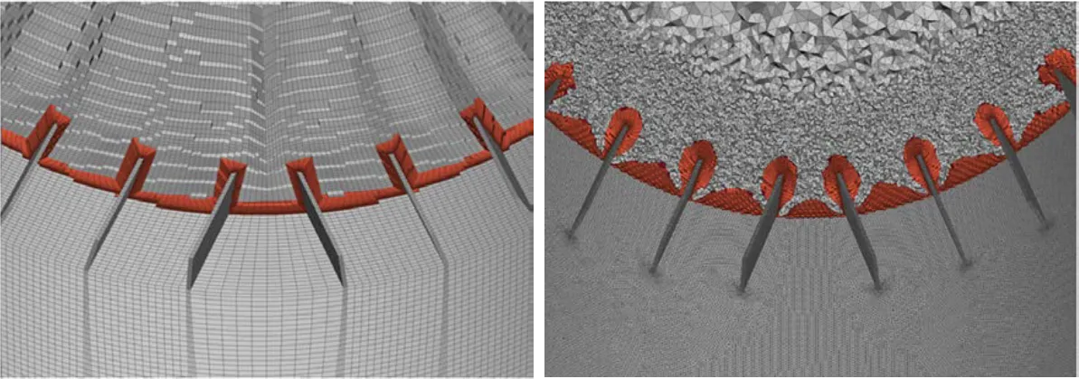 Structured grids and unstructured grids around vortex generators