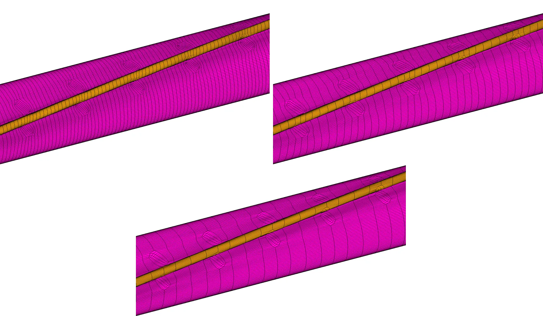 Wire wrapped fuel rod meshes with axial coarsening.