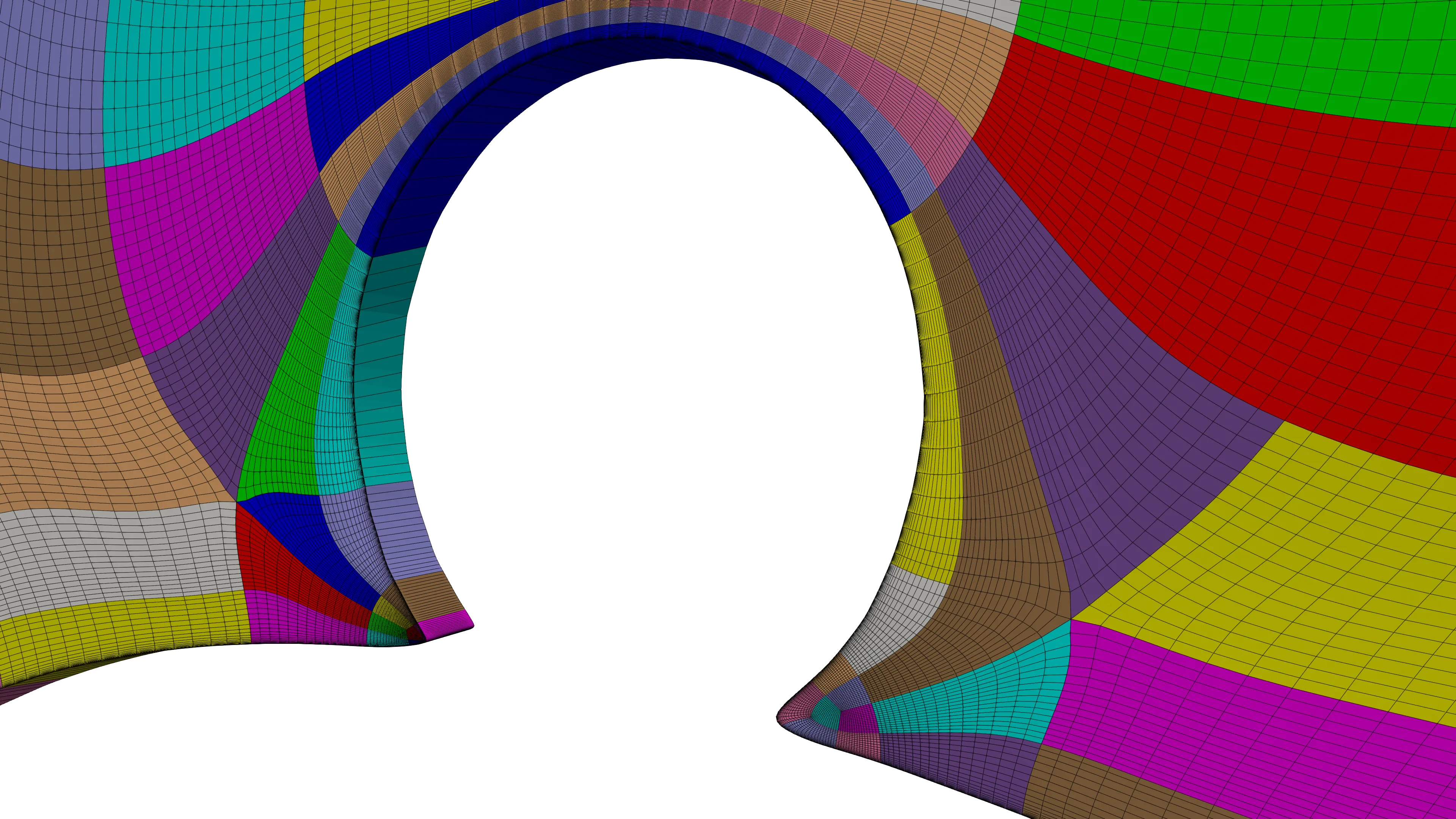 Local refinement in the wire-rod intersection region for the blended contact geometric variant.