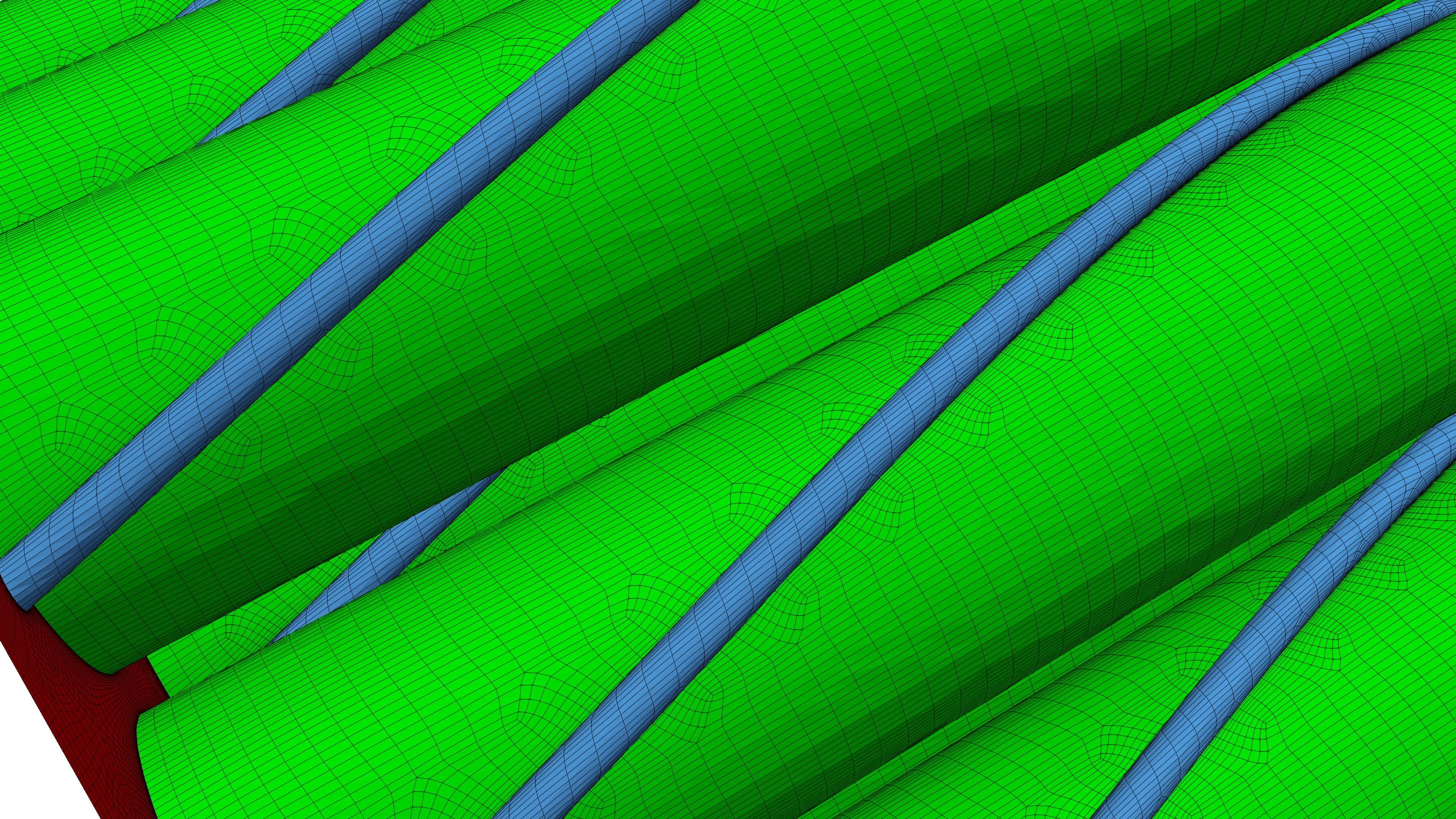 fuel rod assembly: Accurate geometric capturing of the thin wire with an optimal number of cells.