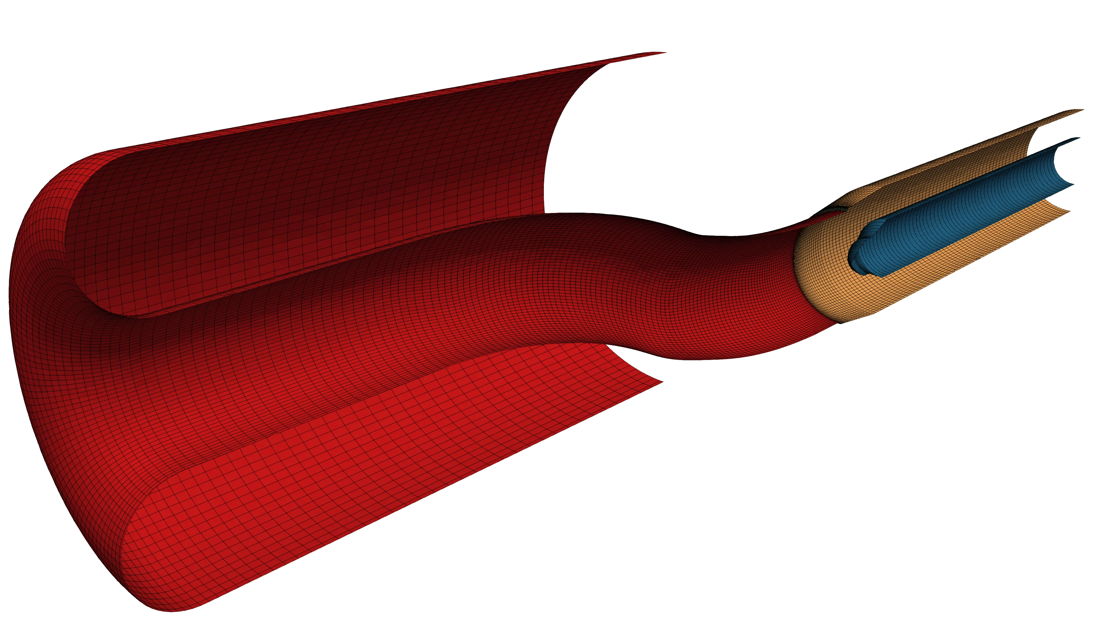 Surface mesh for an S-duct without vortex generators using GridPro