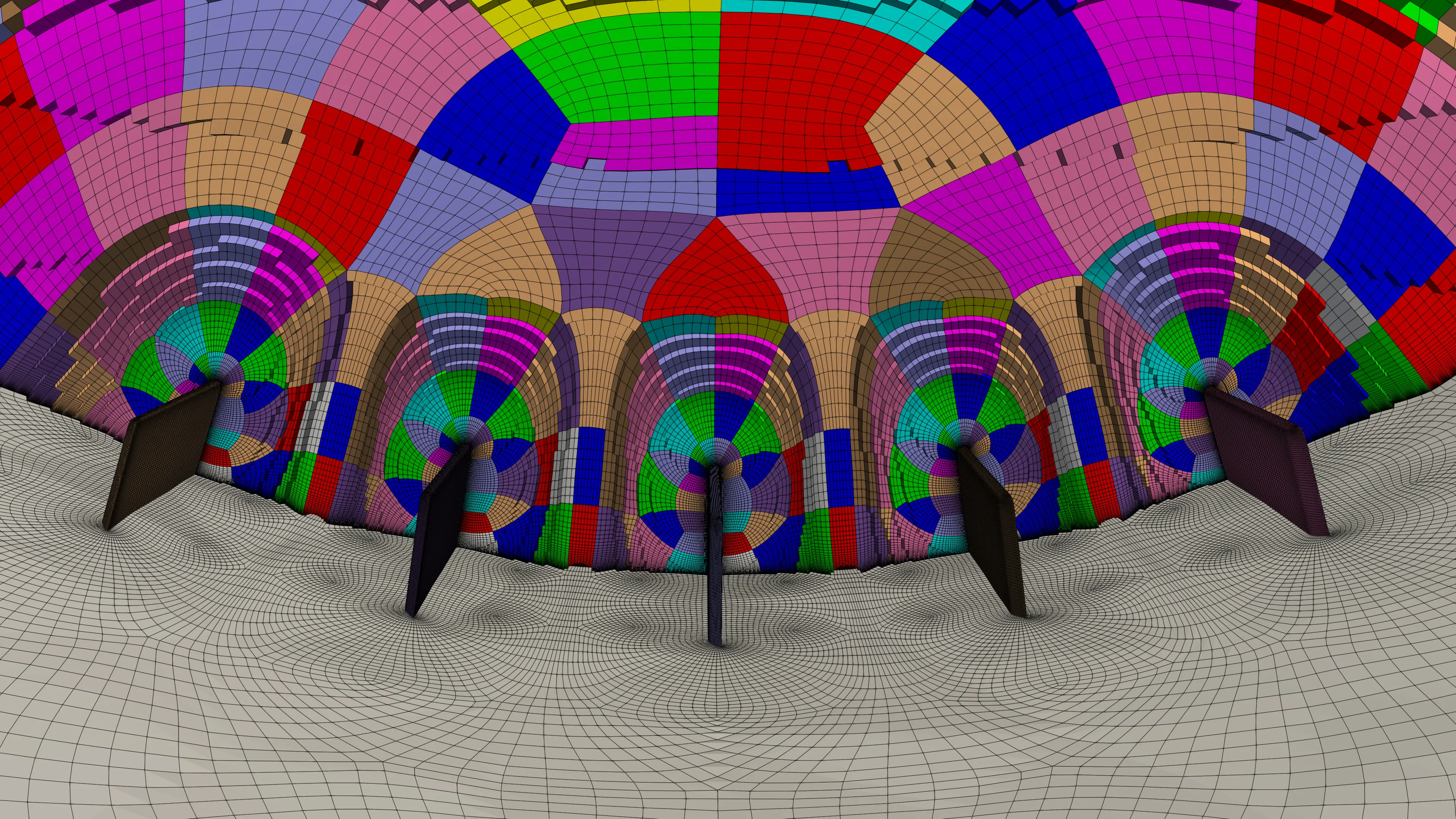 Nested grids around the vortex generators using GridPro