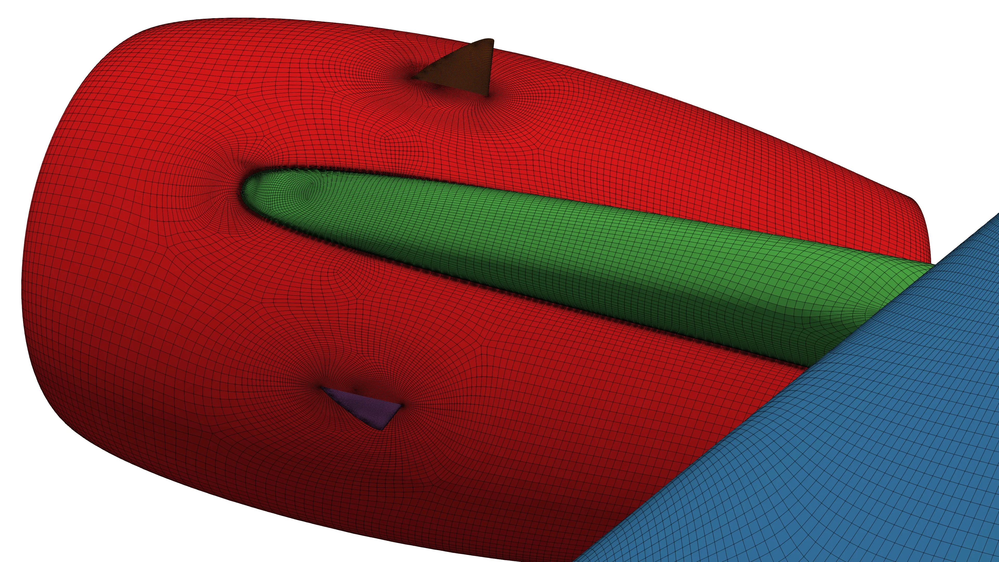 aircraft vortex generators - the nacelle strakes, Gridpro structured multiblock grids
