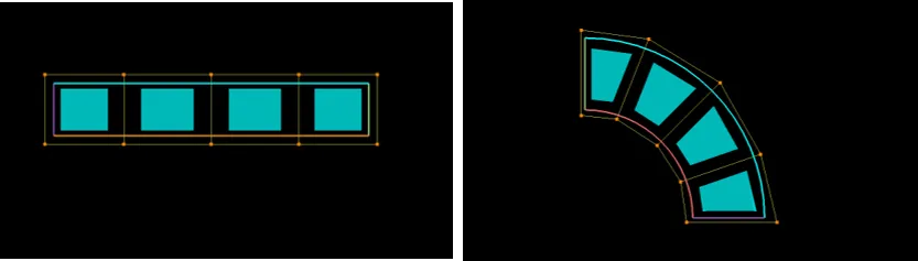 scroll compressor structured mesh blocking: Blocking for a linear and curved rectangular passage.