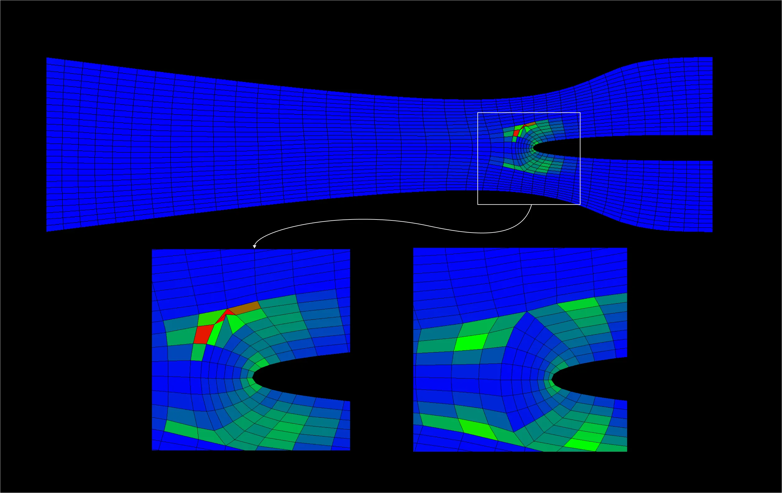 Grid block smoothing tool in GridPro Version 9 to enhance folds or elevate the mesh quality in user-selected blocks.