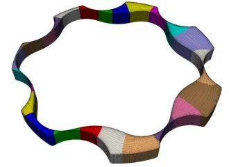 Automated structured multiblock mesh generated for a gerotor pump using GridPro’s hexahedral meshing workflow.