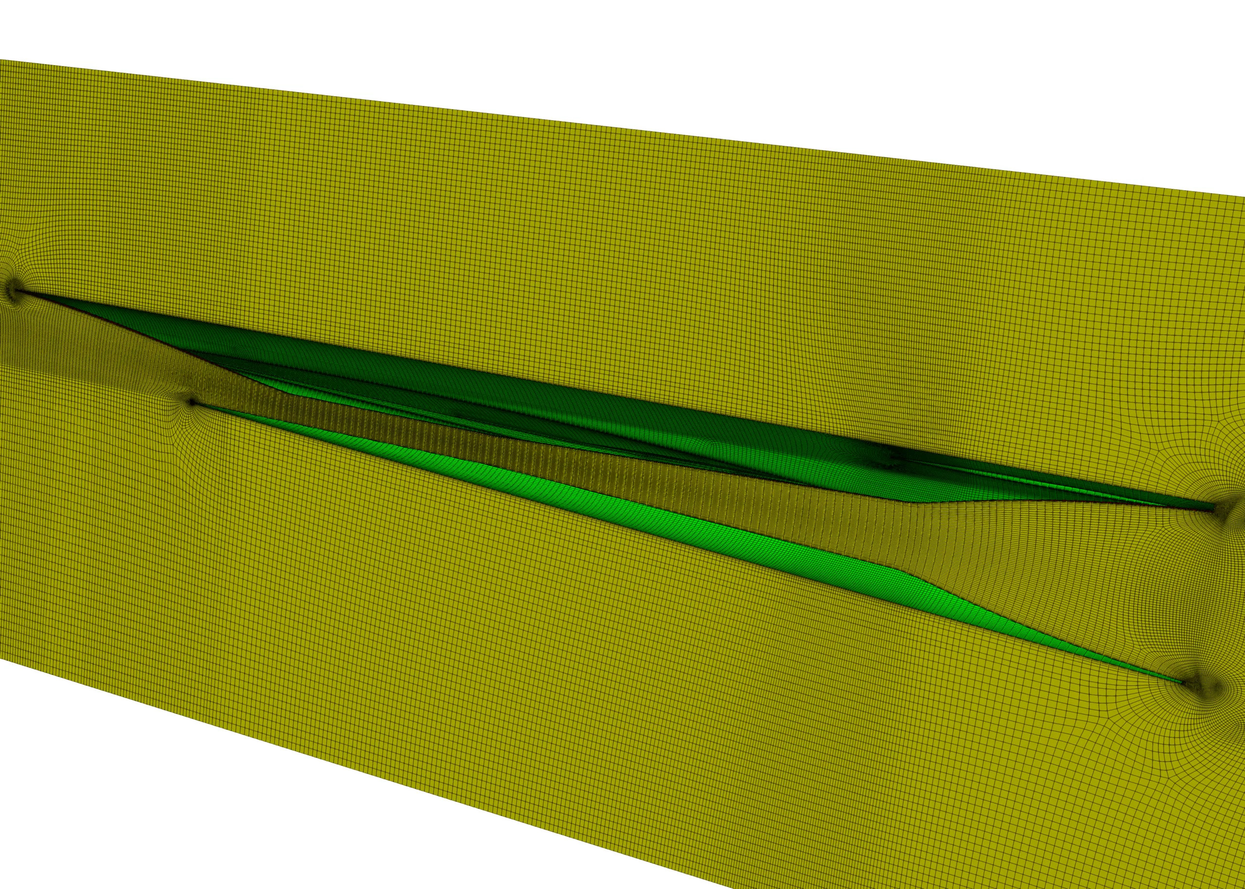 Structured multi-block hexahedral mesh generated using GridPro for a complete scramjet engine geometry.
