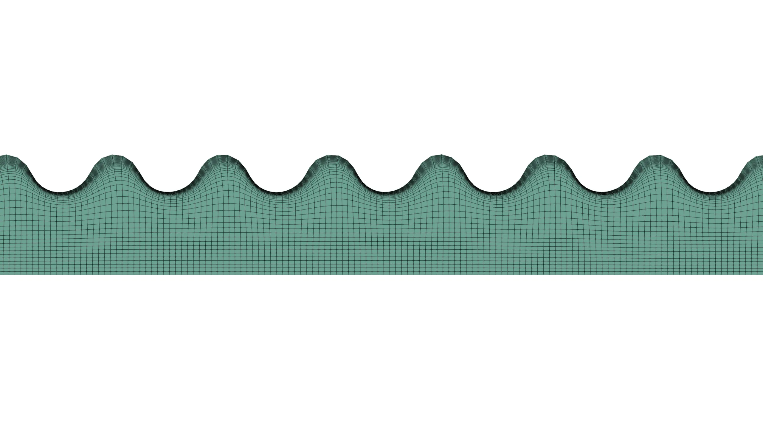 Structured mesh with boundary-layer clustering in corrugated plate grooves to capture viscous flow near walls.