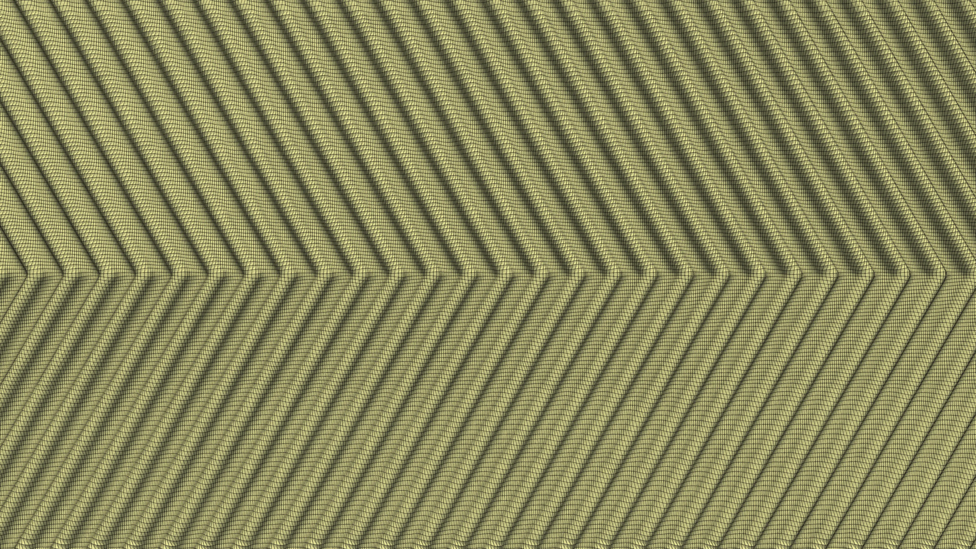 Top-view of structured surface mesh on a corrugated plate heat exchanger, grid lines aligned with grooves.