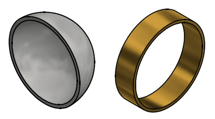 Representative geometries used for space debris reentry simulations- a hemispherical and a annular geometry.