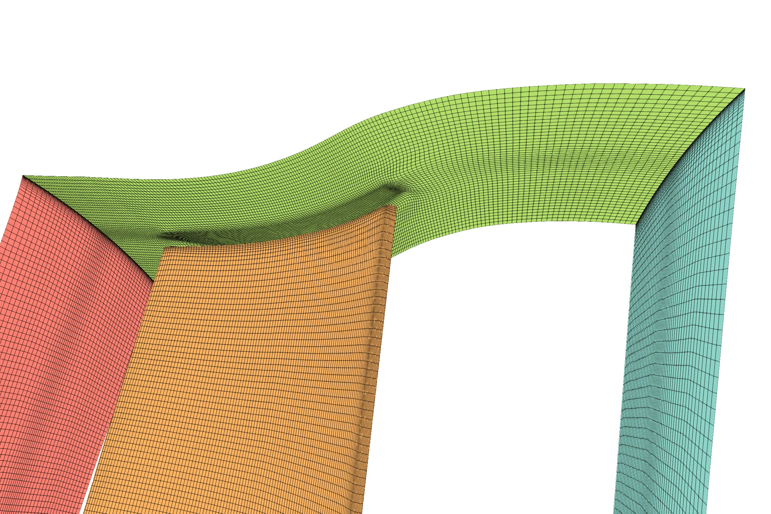 Bottom-up view showing the physical clearance between the turbine blade tip and the shroud, highlighting the tip gap region where leakage flow occurs.
