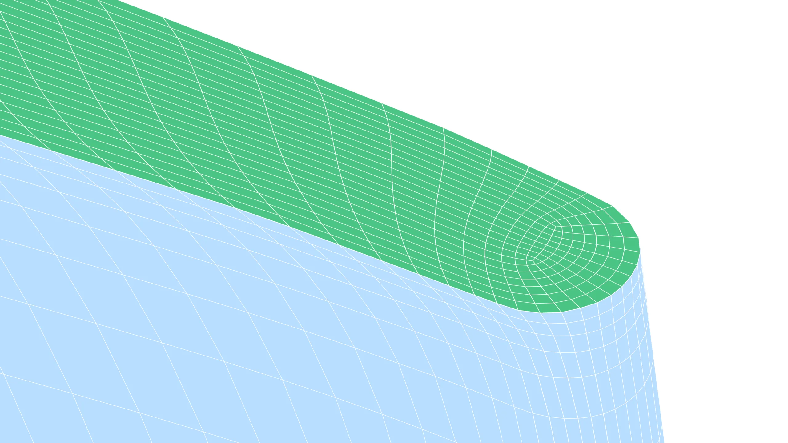 High-resolution surface meshing for tip gap at the rounded trailing edge, showing fine, smoothly aligned cells to capture curvature and trailing-edge flow features accurately.
