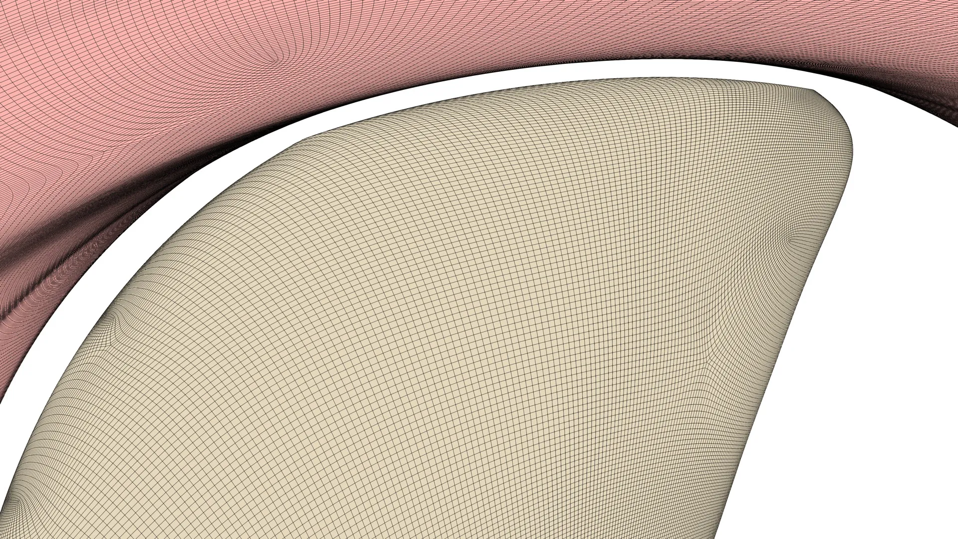 Close-up of structured CFD mesh showing the tip gap between a ducted propeller's blade and duct wall.